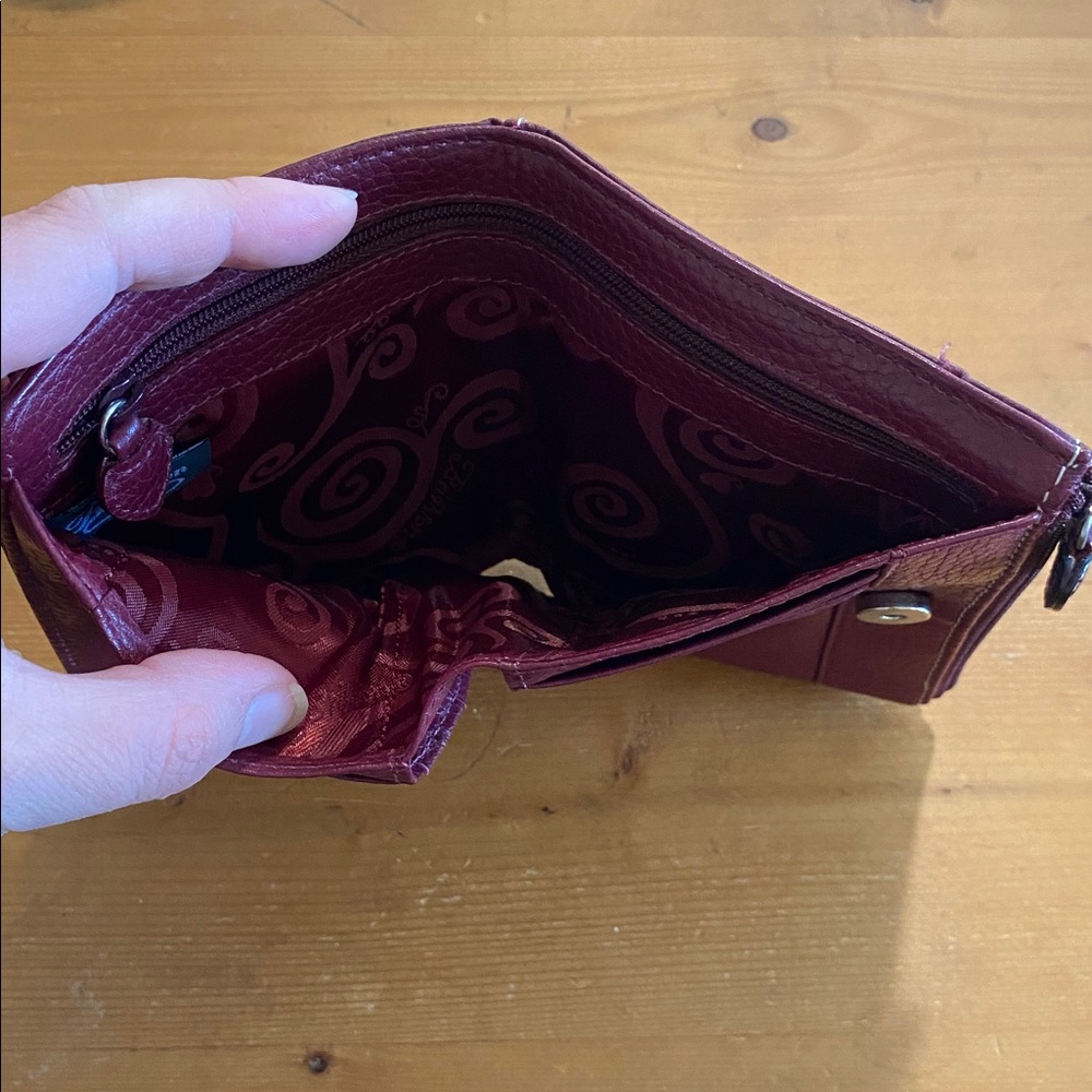 Brighton Burgundy Leather Women's Wallet With Buckle - Picture 6 of 10
